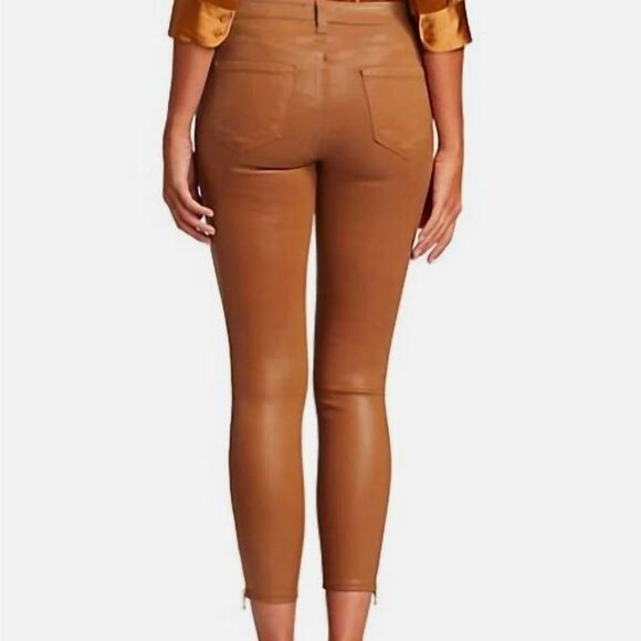 L'AGENCE Sabine HighRise Ankle Coated Skinny Jeans in Brown Gold ankle zip Sz 26 - Picture 2 of 10